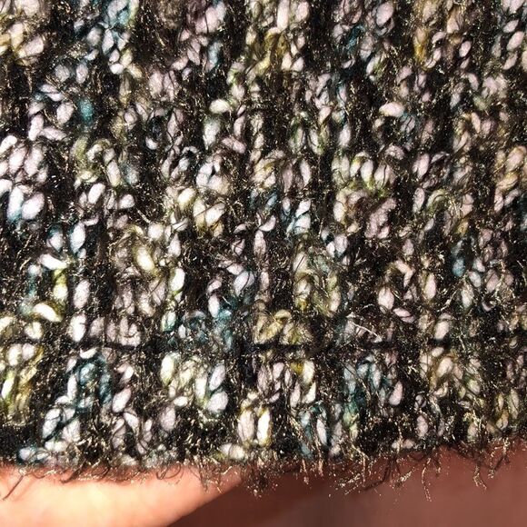 Tweeds M Wool Blend Olive Green Teal Gray White Boucle Chunky Knit Cardigan - Picture 10 of 15